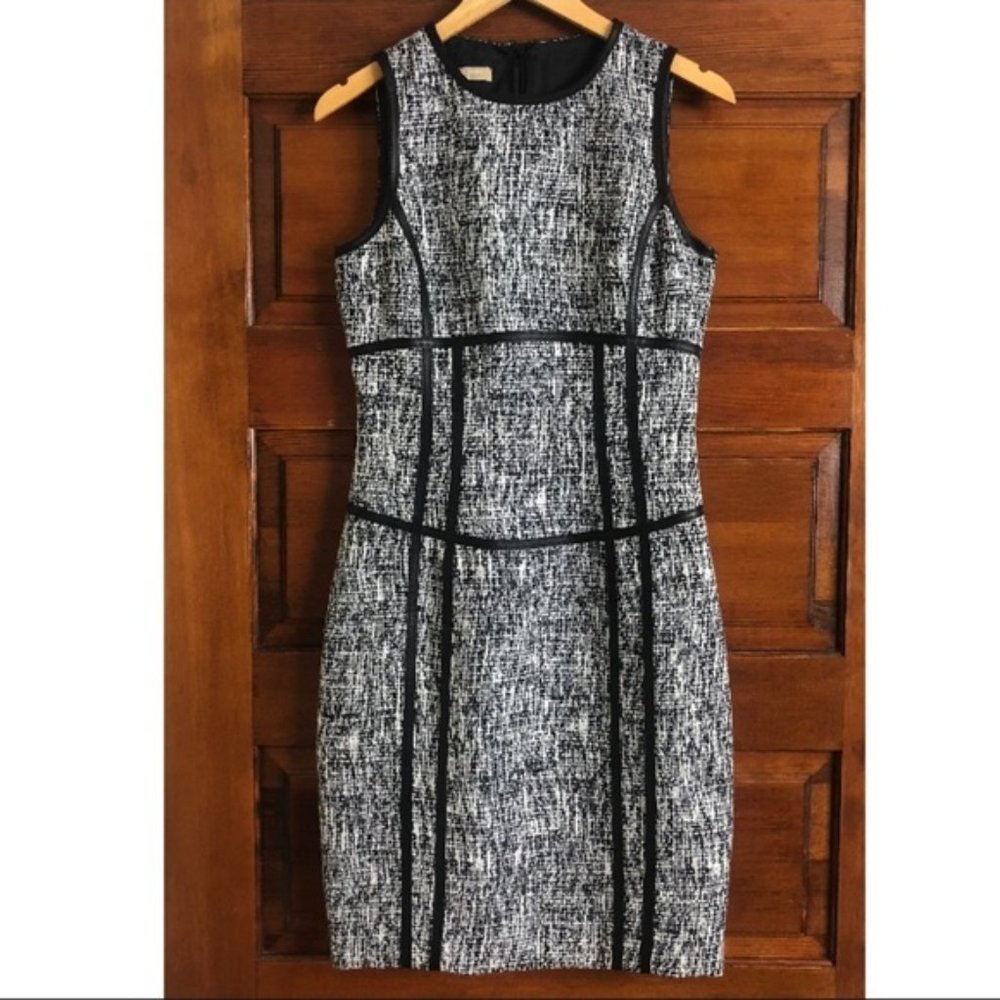 NWOT Sz 4 Michael Kors Collection Runway Tweed Corset Detail Pencil Dress
